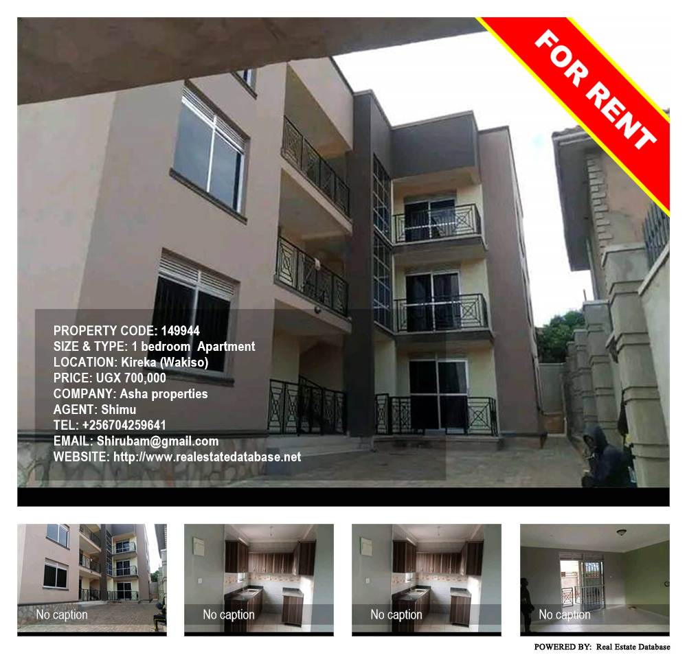 1 bedroom Apartment  for rent in Kireka Wakiso Uganda, code: 149944