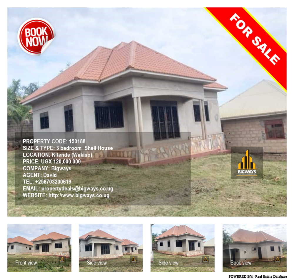 3 bedroom Shell House  for sale in Kitende Wakiso Uganda, code: 150188