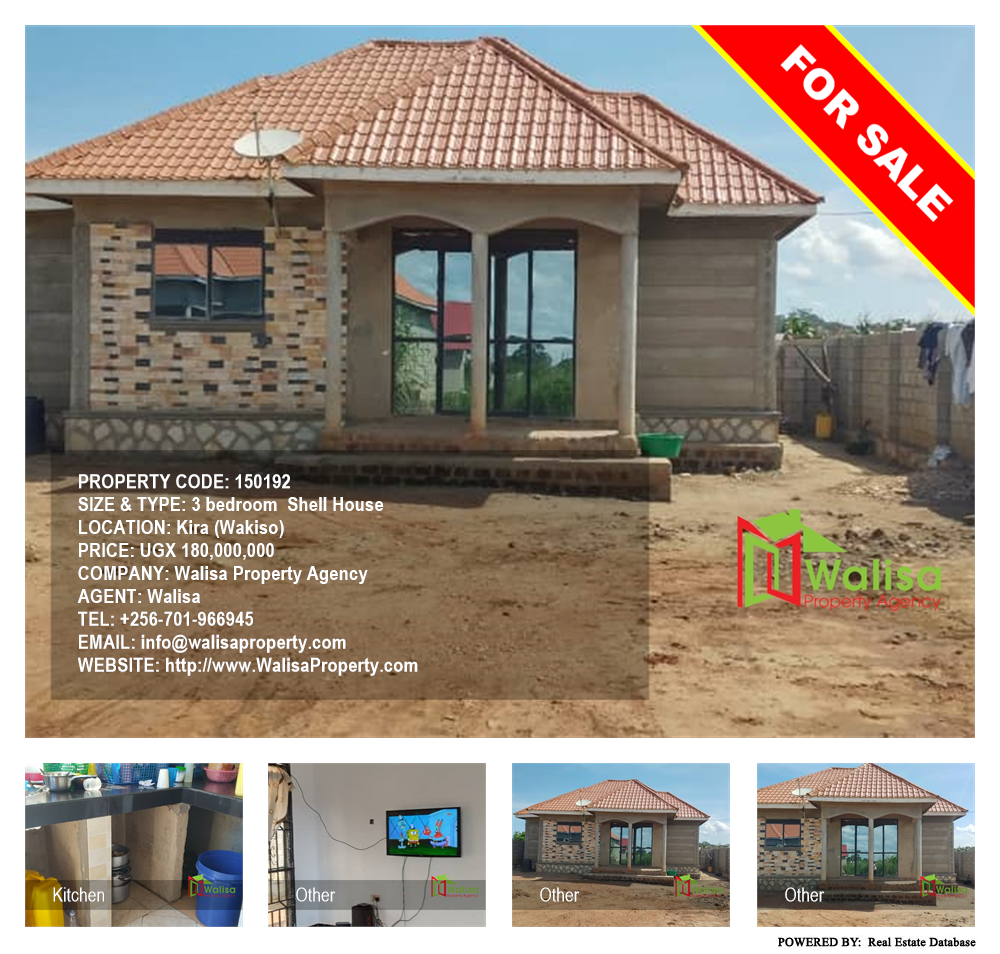 3 bedroom Shell House  for sale in Kira Wakiso Uganda, code: 150192
