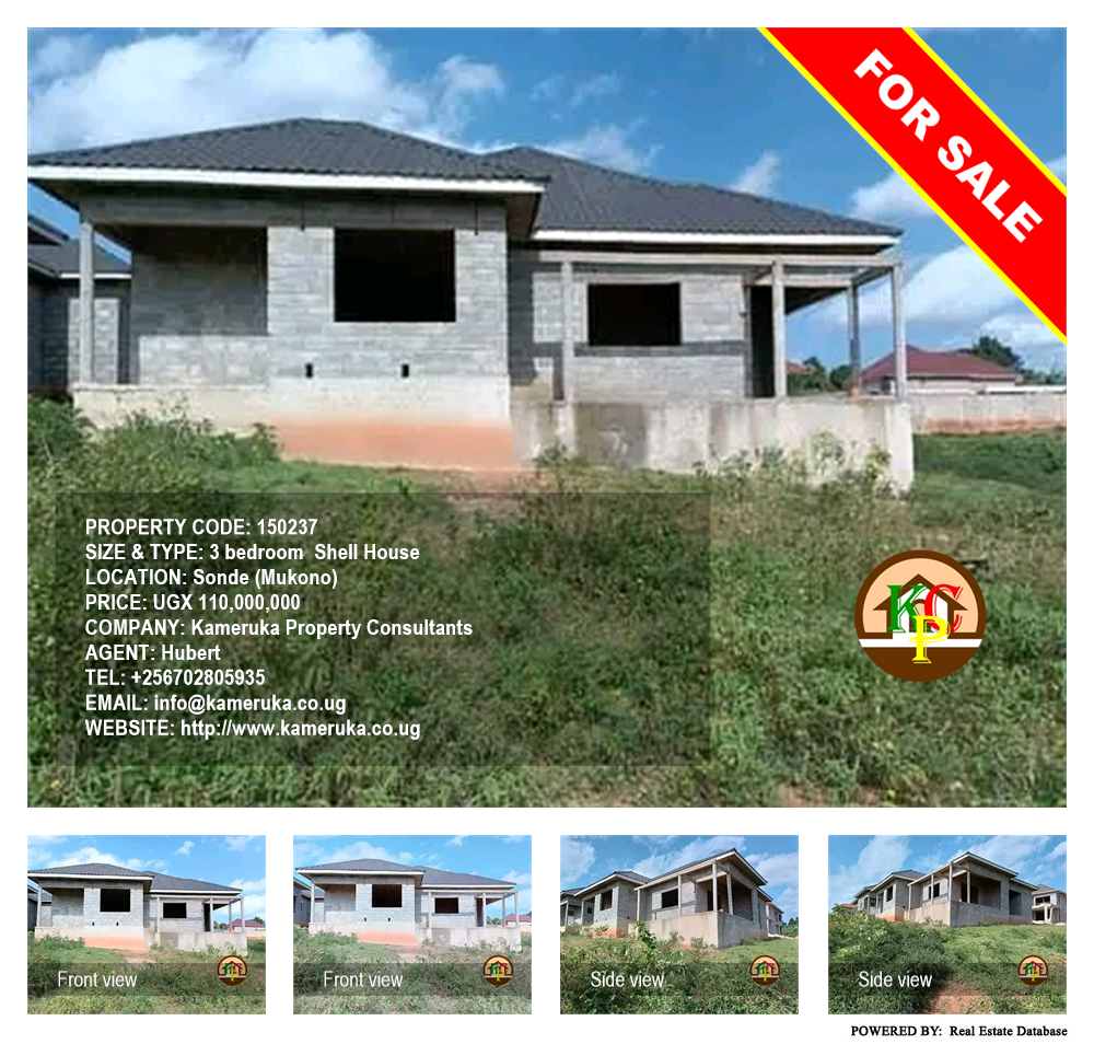 3 bedroom Shell House  for sale in Sonde Mukono Uganda, code: 150237