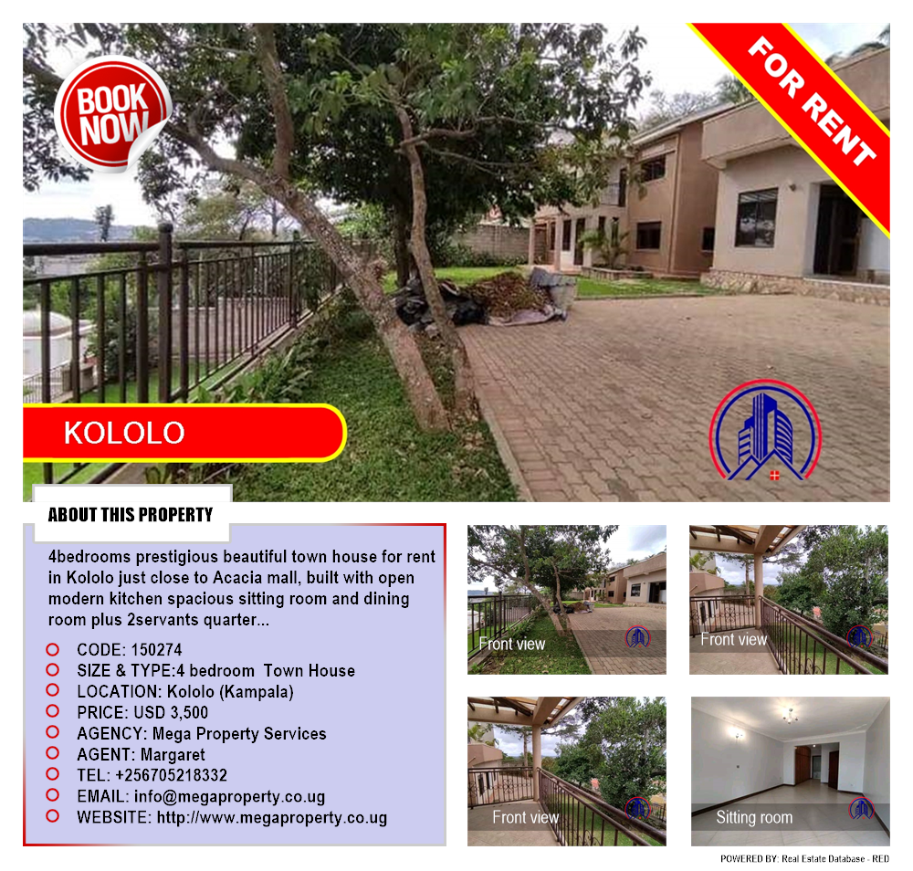 4 bedroom Town House  for rent in Kololo Kampala Uganda, code: 150274