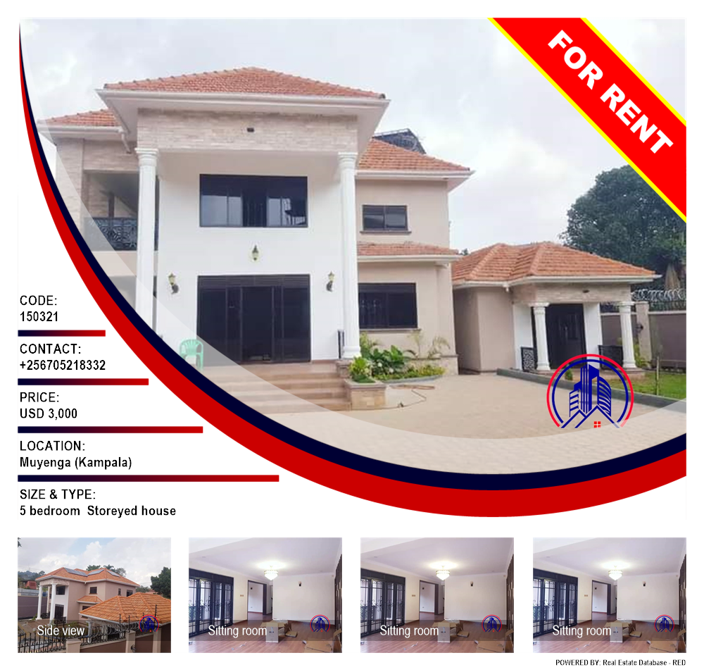 5 bedroom Storeyed house  for rent in Muyenga Kampala Uganda, code: 150321