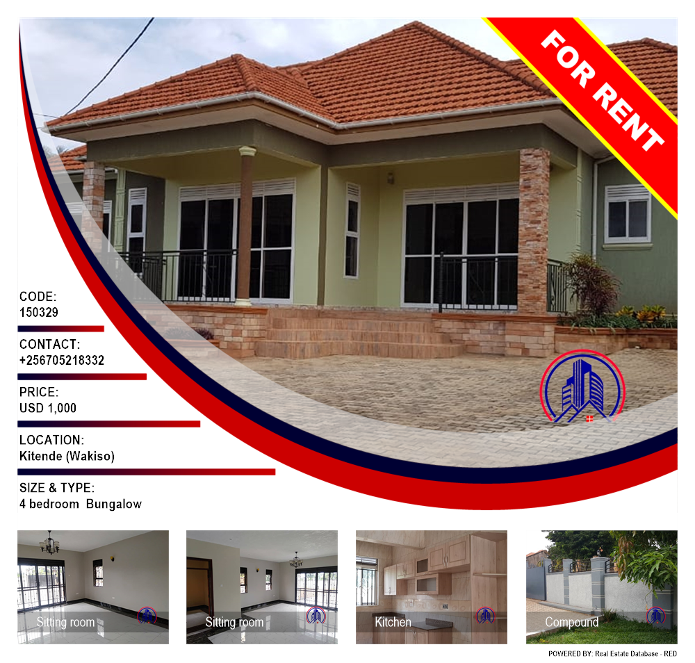 4 bedroom Bungalow  for rent in Kitende Wakiso Uganda, code: 150329