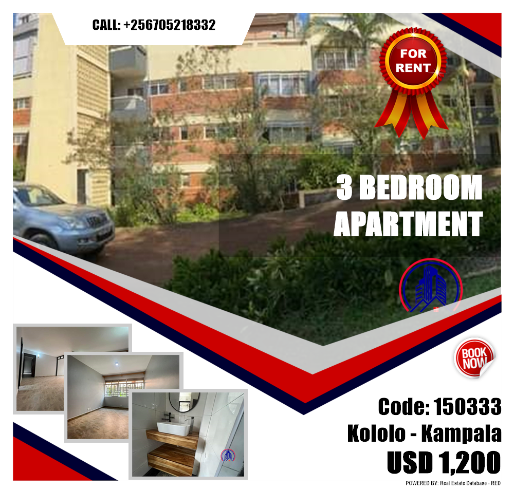 3 bedroom Apartment  for rent in Kololo Kampala Uganda, code: 150333