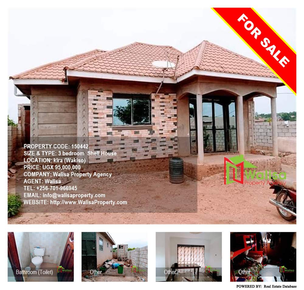 3 bedroom Shell House  for sale in Kira Wakiso Uganda, code: 150442