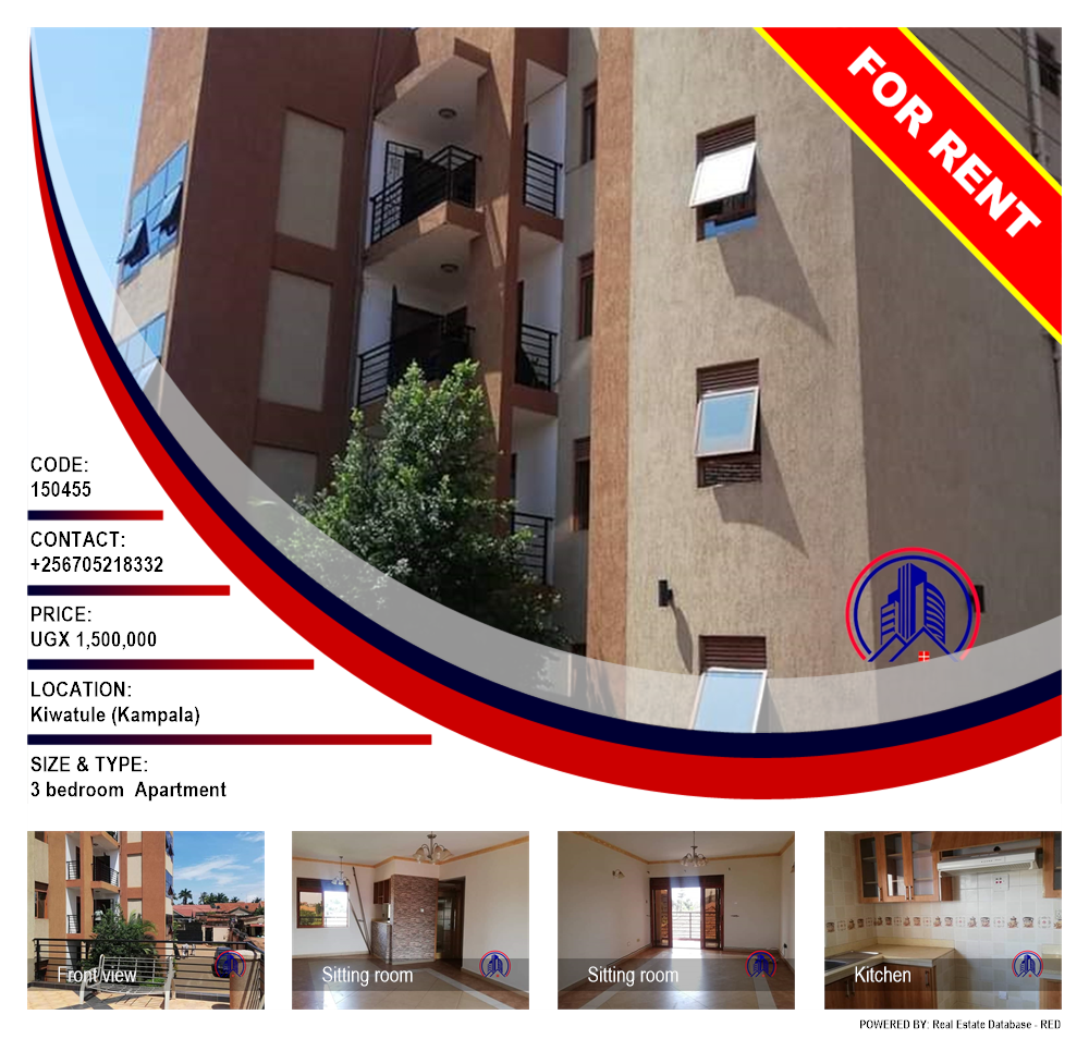 3 bedroom Apartment  for rent in Kiwaatule Kampala Uganda, code: 150455