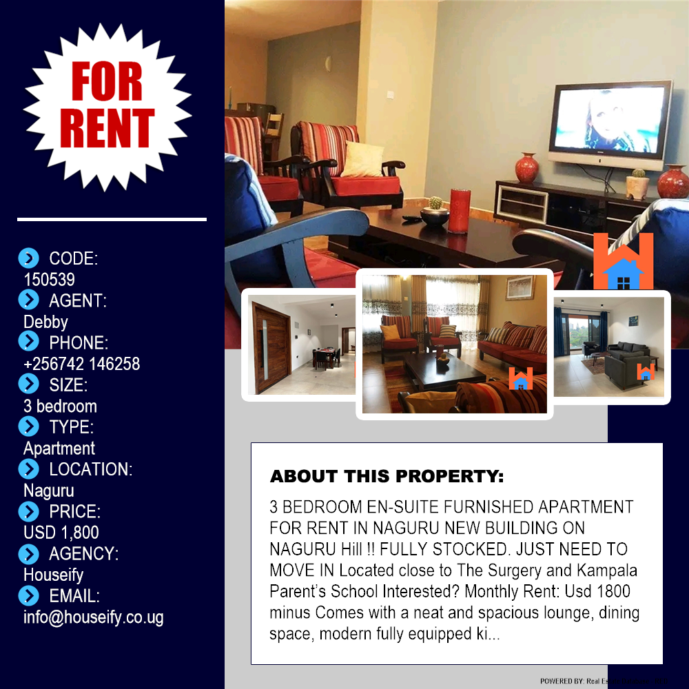 3 bedroom Apartment  for rent in Naguru Kampala Uganda, code: 150539