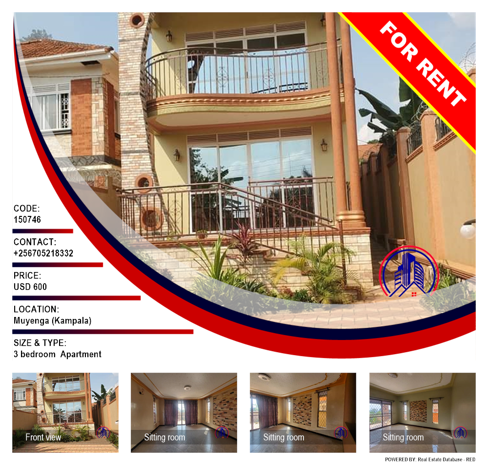 3 bedroom Apartment  for rent in Muyenga Kampala Uganda, code: 150746