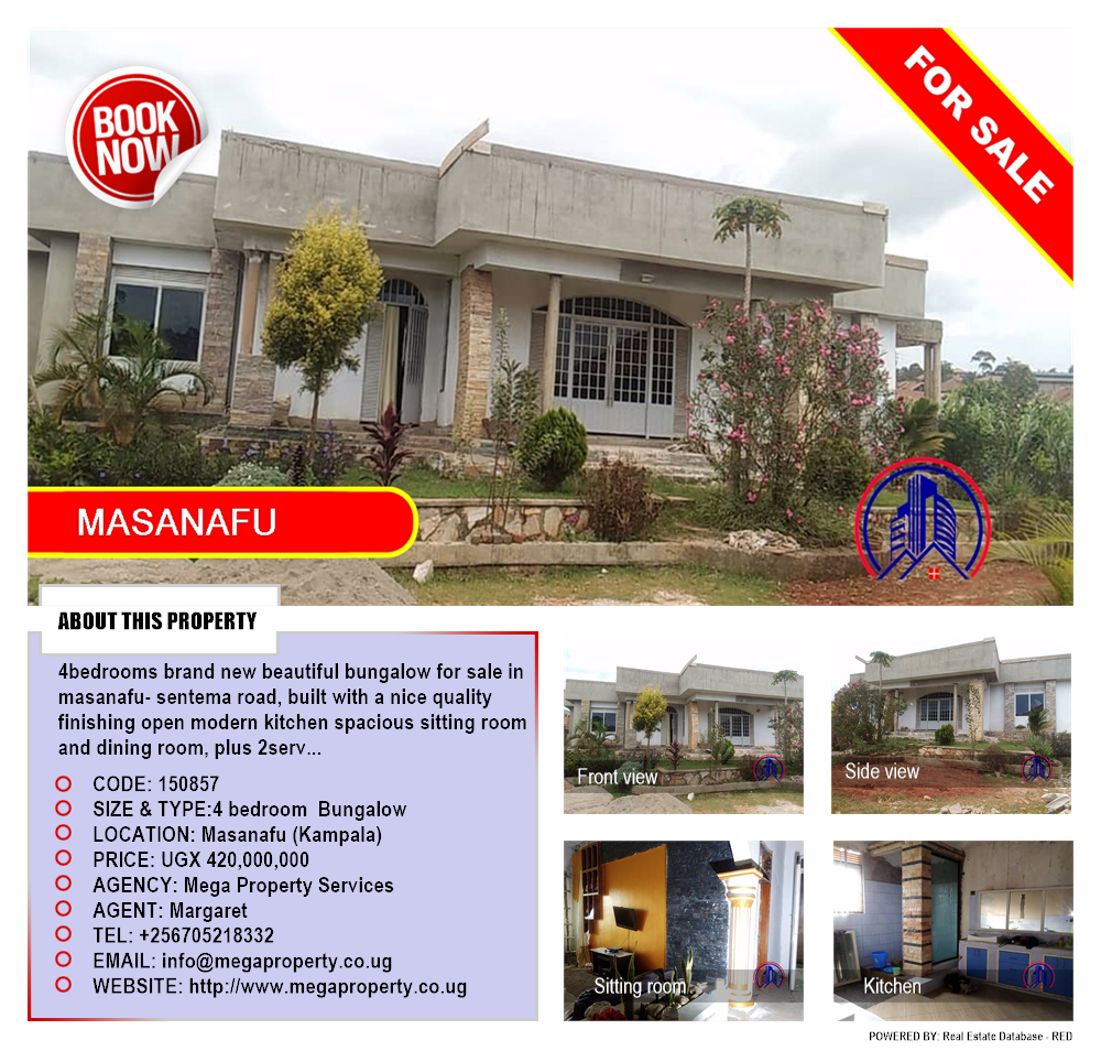4 bedroom Bungalow  for sale in Masanafu Kampala Uganda, code: 150857