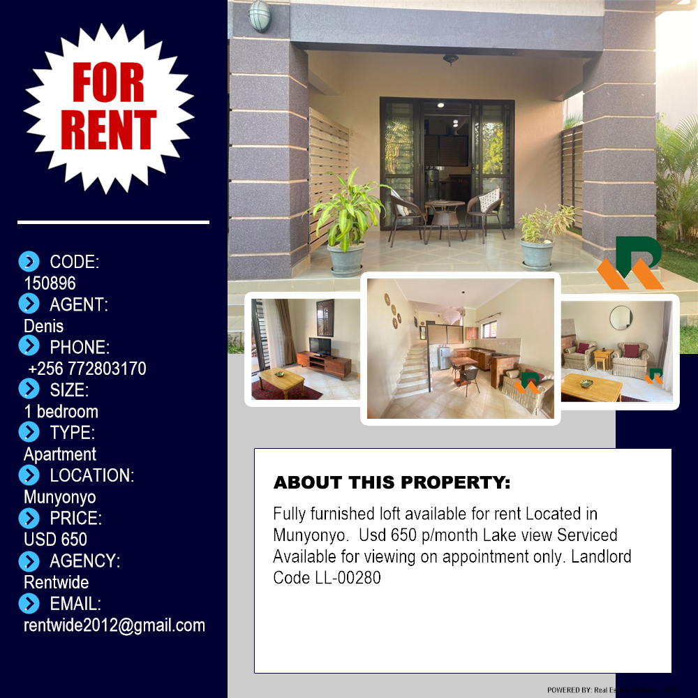 1 bedroom Apartment  for rent in Munyonyo Kampala Uganda, code: 150896