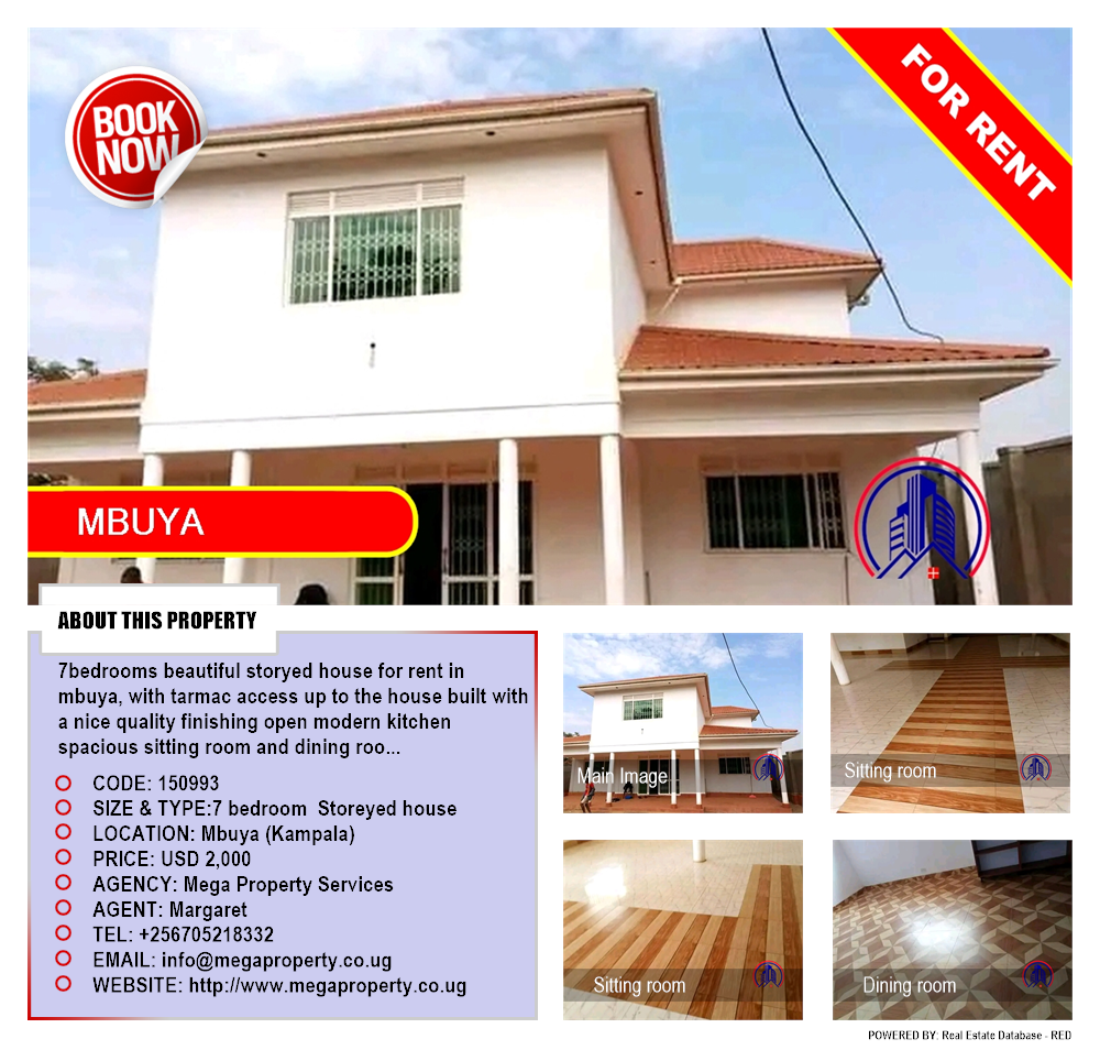 7 bedroom Storeyed house  for rent in Mbuya Kampala Uganda, code: 150993