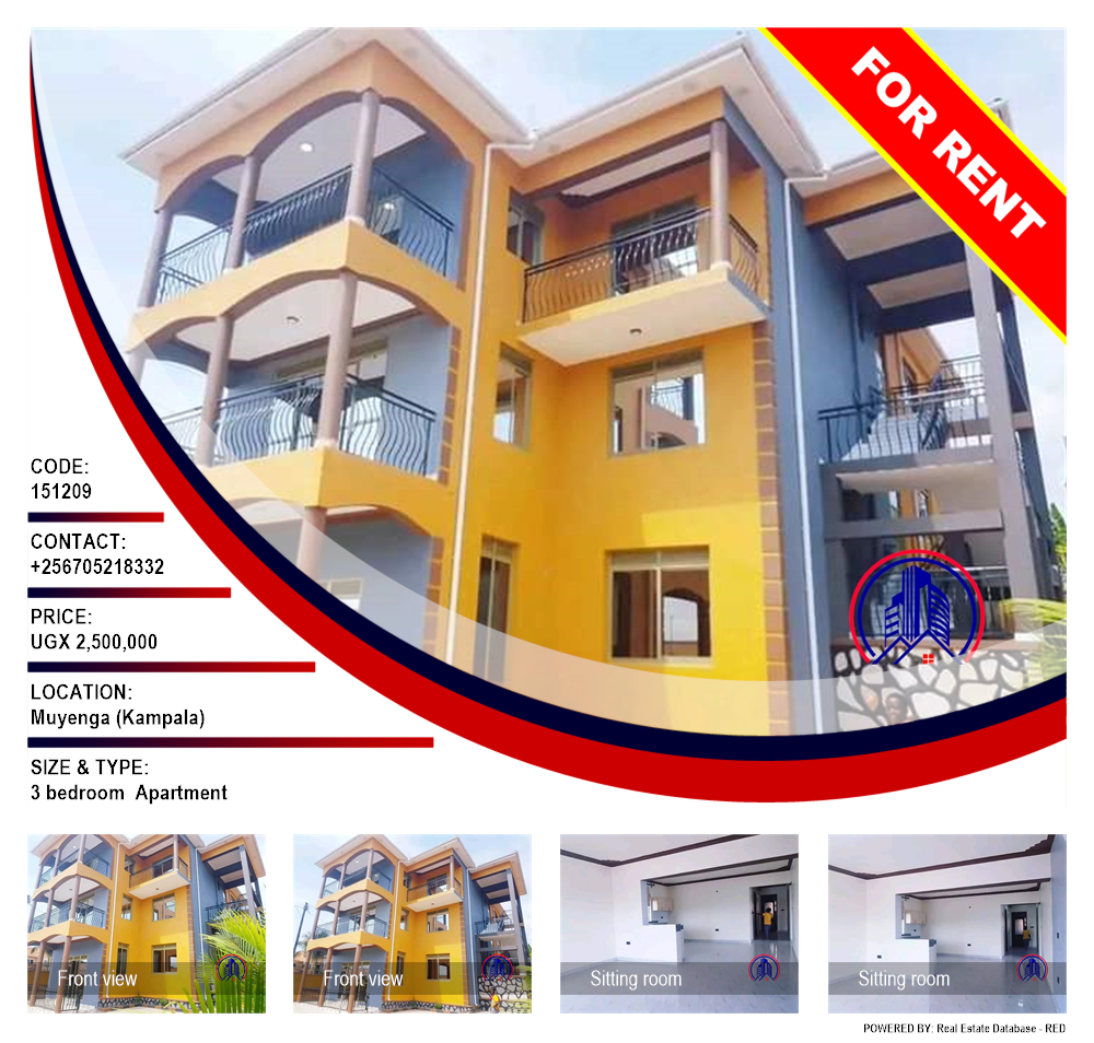 3 bedroom Apartment  for rent in Muyenga Kampala Uganda, code: 151209