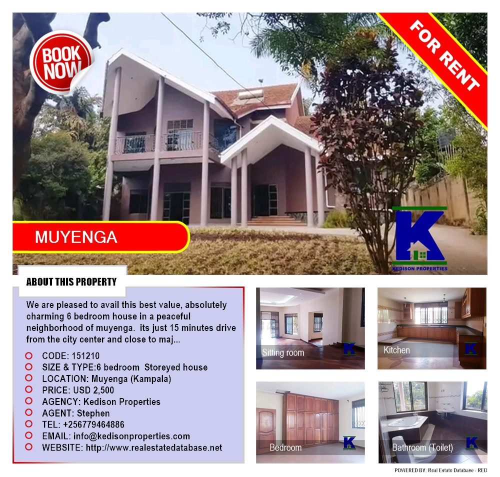 6 bedroom Storeyed house  for rent in Muyenga Kampala Uganda, code: 151210