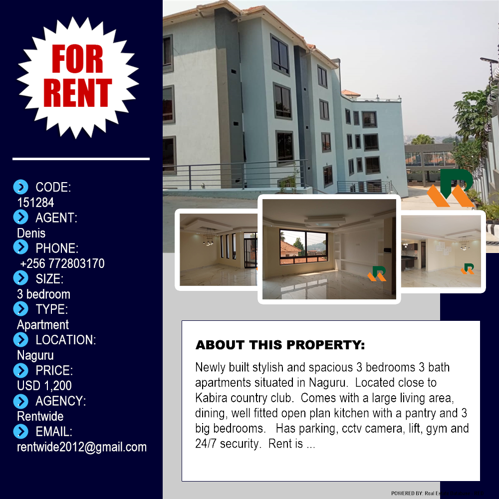 3 bedroom Apartment  for rent in Naguru Kampala Uganda, code: 151284