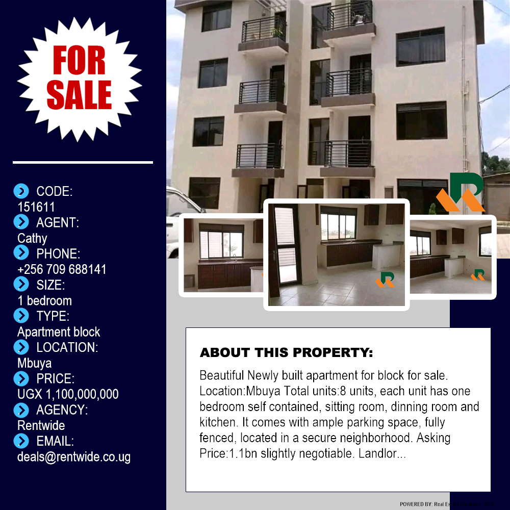 1 bedroom Apartment block  for sale in Mbuya Kampala Uganda, code: 151611