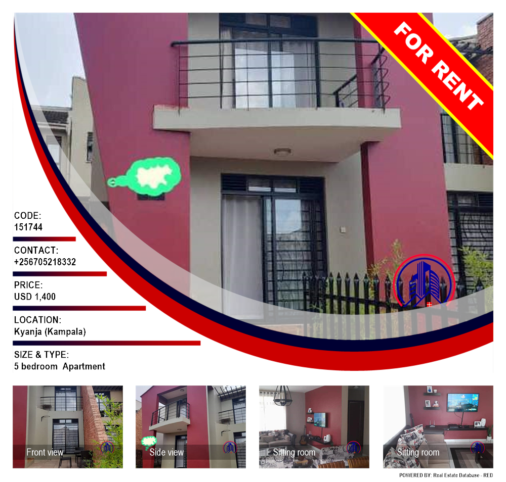 5 bedroom Apartment  for rent in Kyanja Kampala Uganda, code: 151744