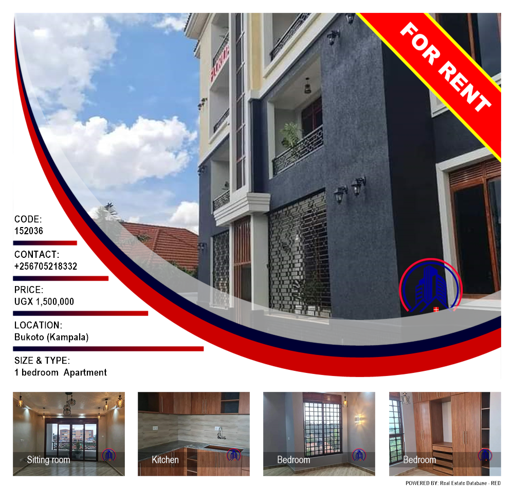 1 bedroom Apartment  for rent in Bukoto Kampala Uganda, code: 152036