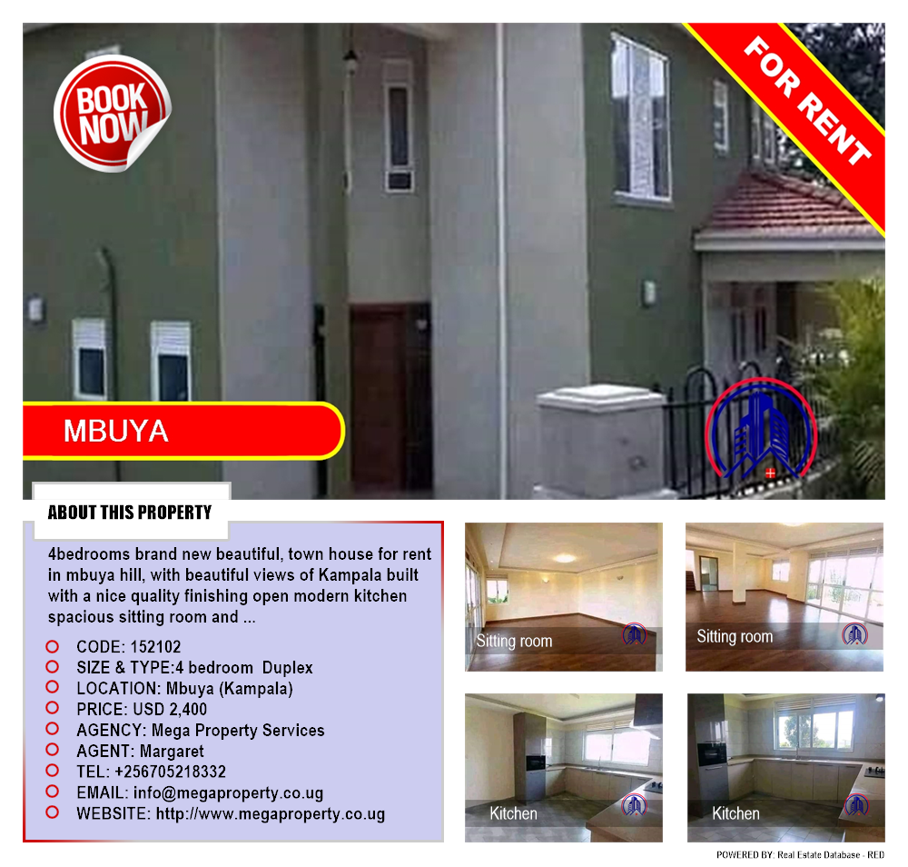 4 bedroom Duplex  for rent in Mbuya Kampala Uganda, code: 152102