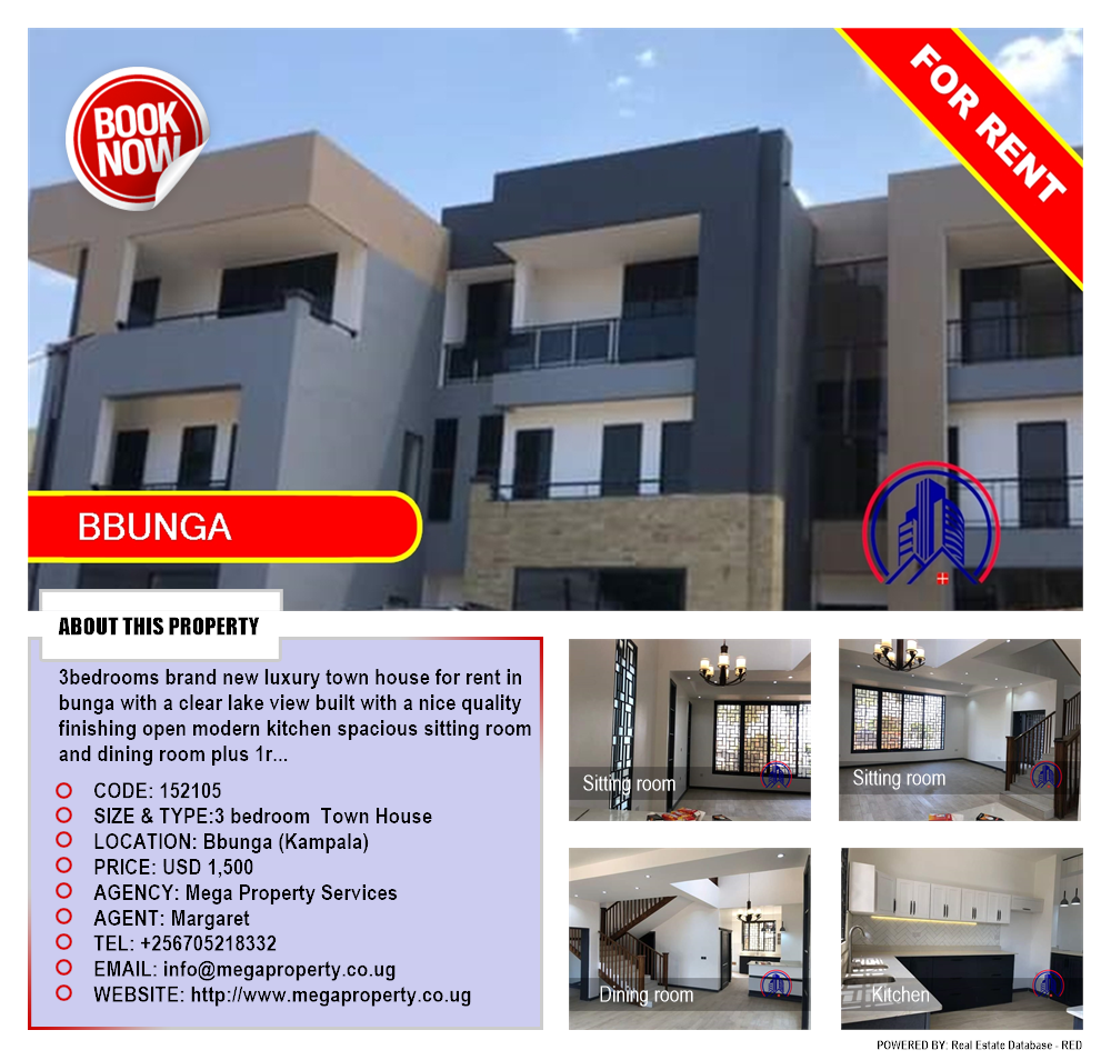3 bedroom Town House  for rent in Bbunga Kampala Uganda, code: 152105