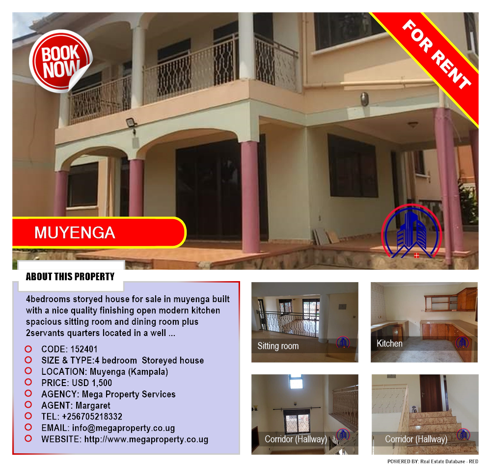 4 bedroom Storeyed house  for rent in Muyenga Kampala Uganda, code: 152401