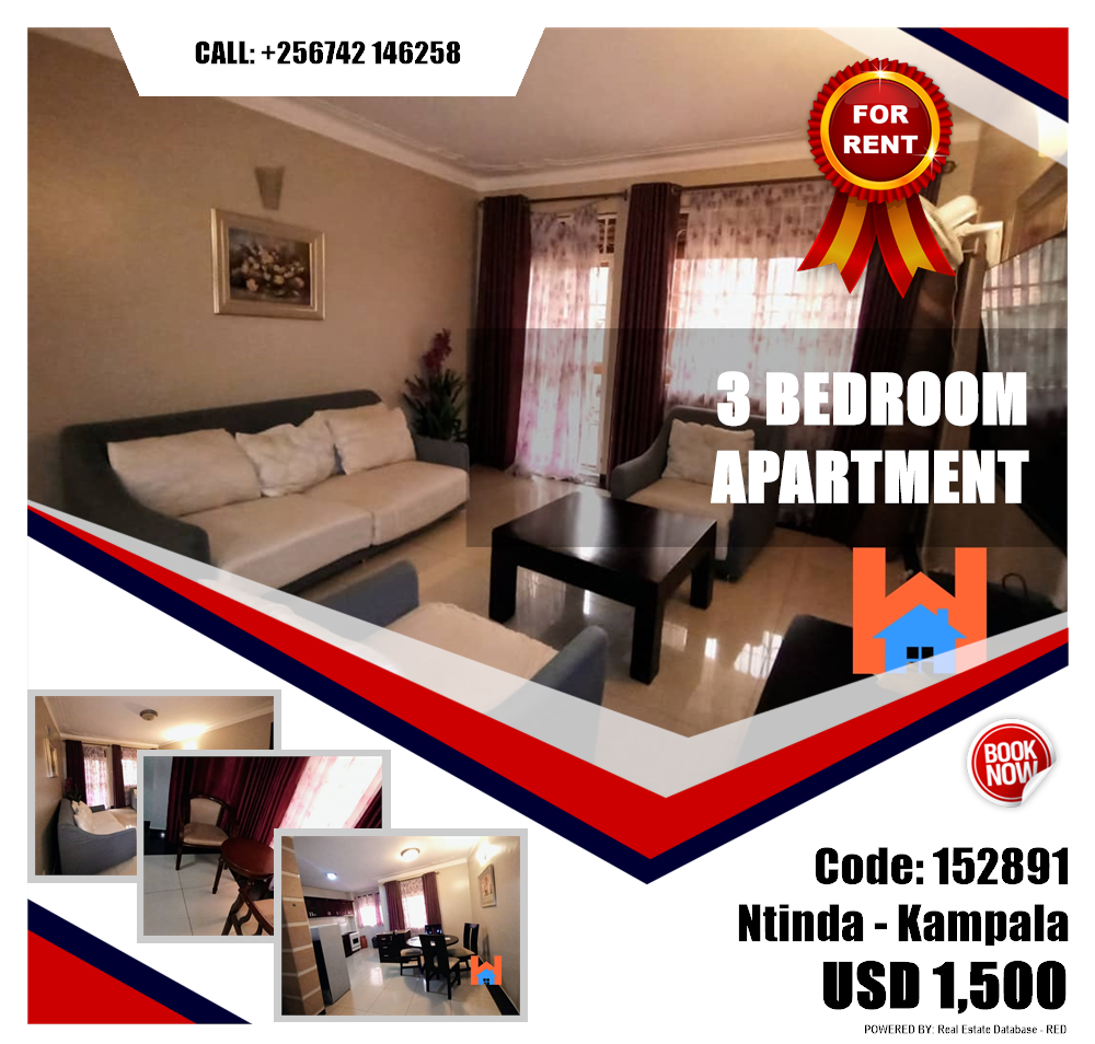 3 bedroom Apartment  for rent in Ntinda Kampala Uganda, code: 152891