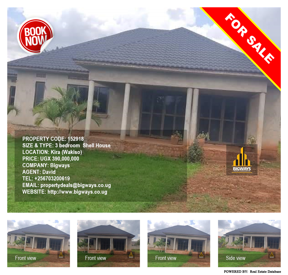 3 bedroom Shell House  for sale in Kira Wakiso Uganda, code: 152918