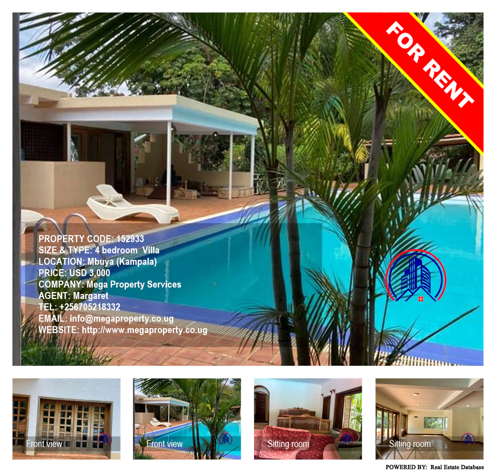 4 bedroom Villa  for rent in Mbuya Kampala Uganda, code: 152933
