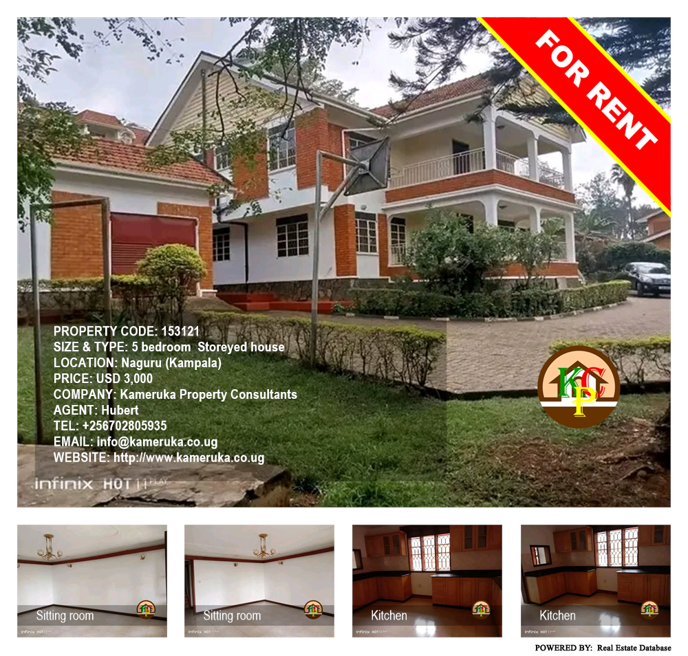 5 bedroom Storeyed house  for rent in Naguru Kampala Uganda, code: 153121