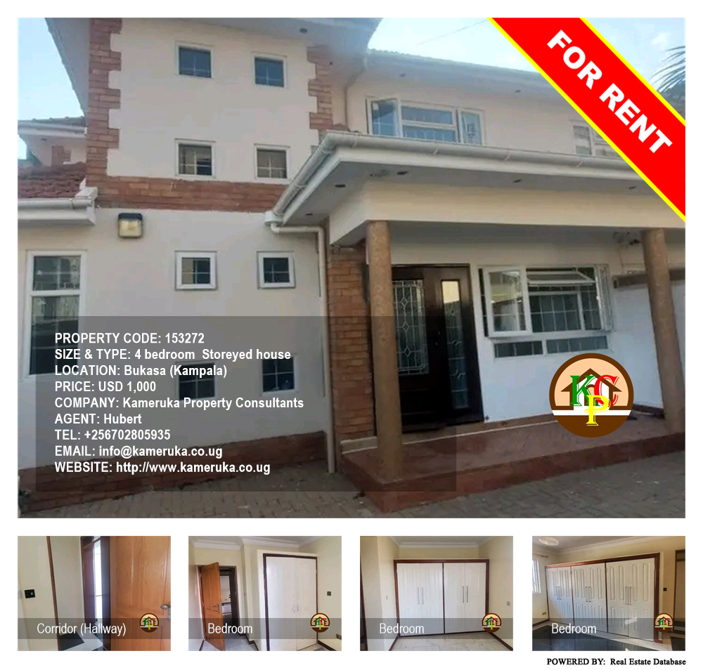 4 bedroom Storeyed house  for rent in Bukasa Kampala Uganda, code: 153272