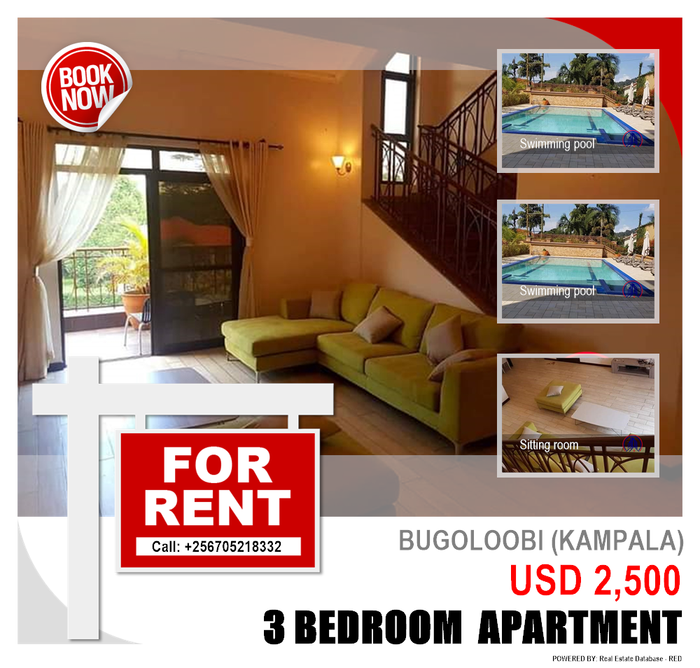 3 bedroom Apartment  for rent in Bugoloobi Kampala Uganda, code: 153392
