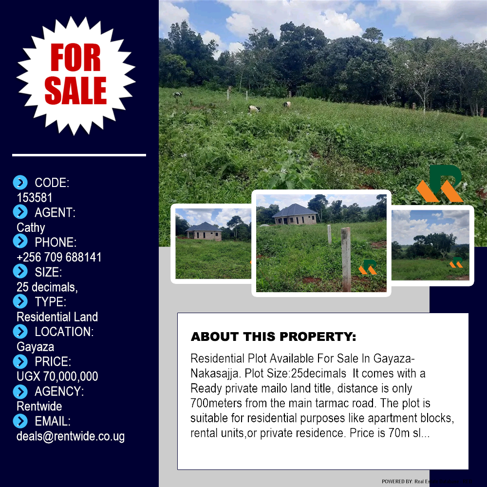 Residential Land  for sale in Gayaza Wakiso Uganda, code: 153581