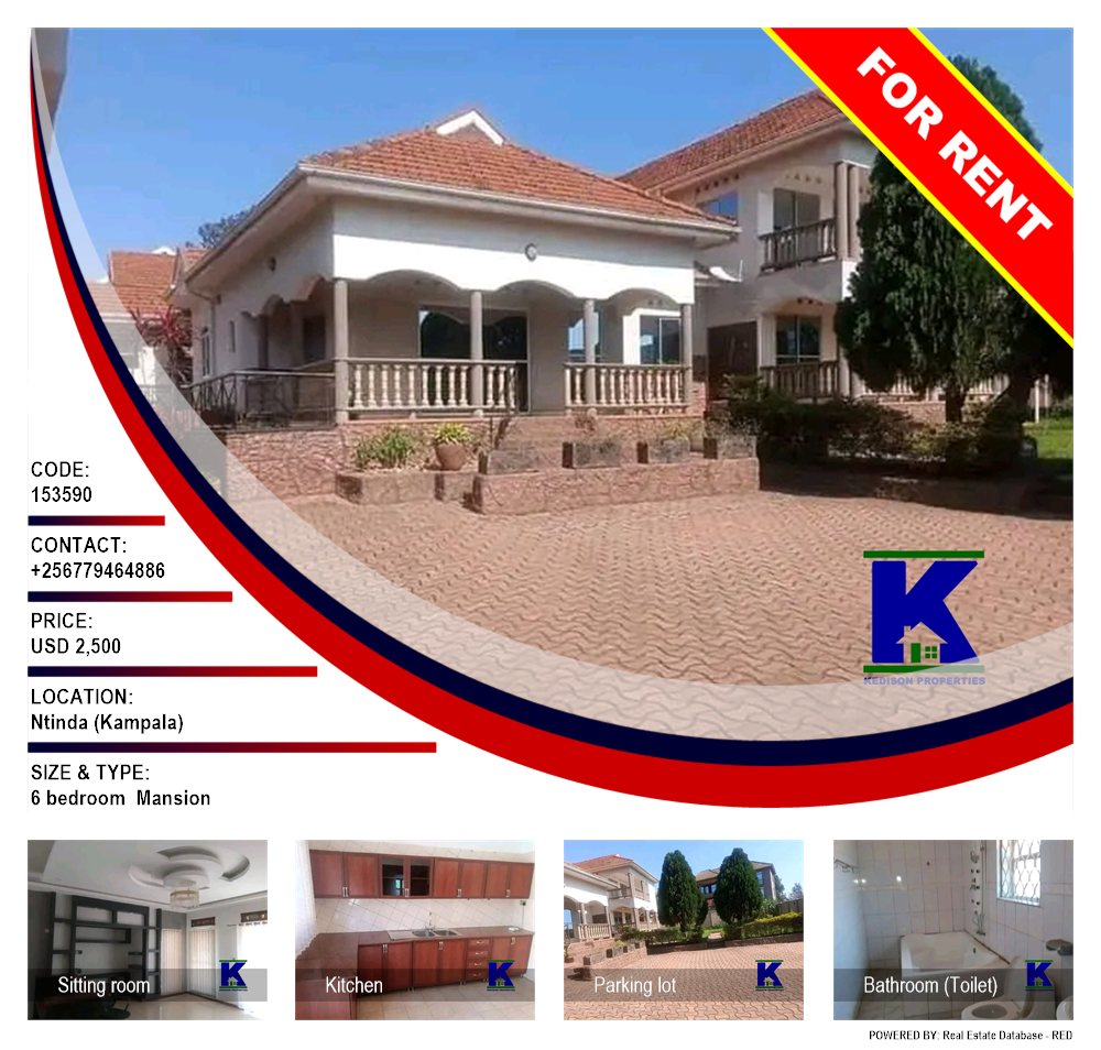 6 bedroom Mansion  for rent in Ntinda Kampala Uganda, code: 153590