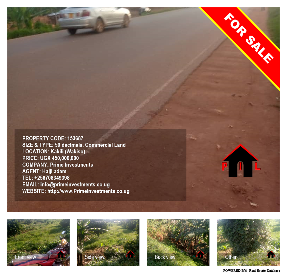 Commercial Land  for sale in Kakili Wakiso Uganda, code: 153687