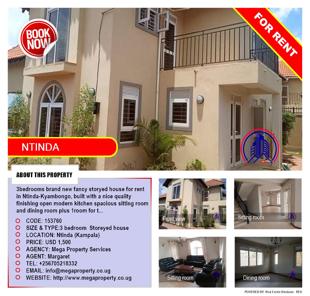 3 bedroom Storeyed house  for rent in Ntinda Kampala Uganda, code: 153760