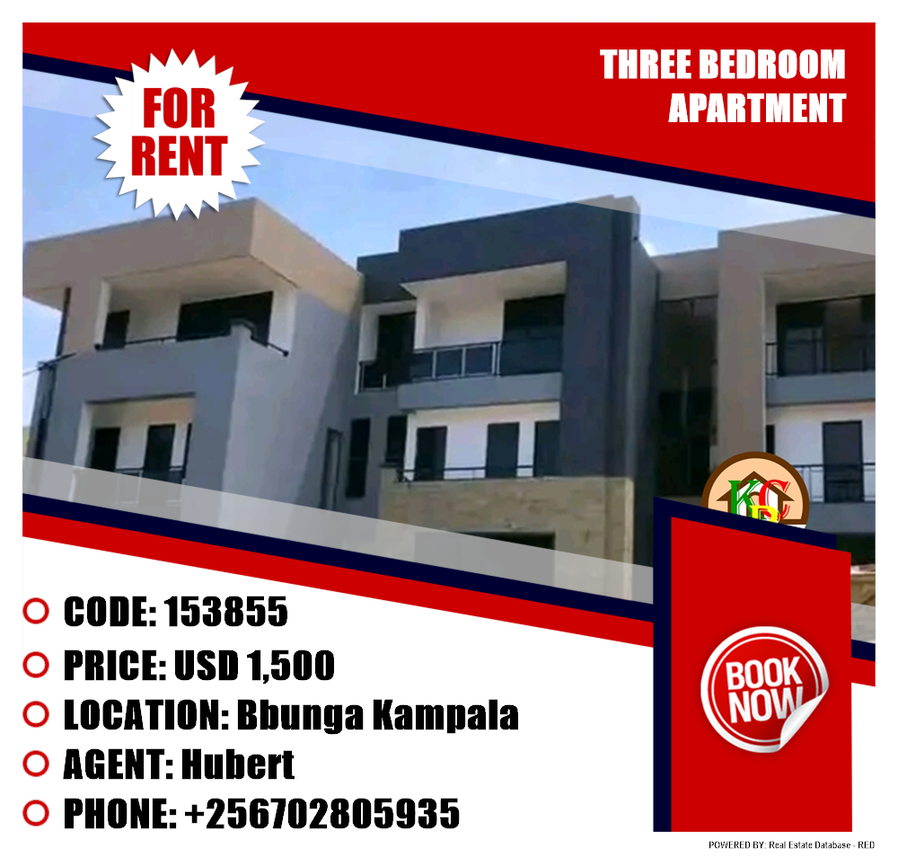 3 bedroom Apartment  for rent in Bbunga Kampala Uganda, code: 153855