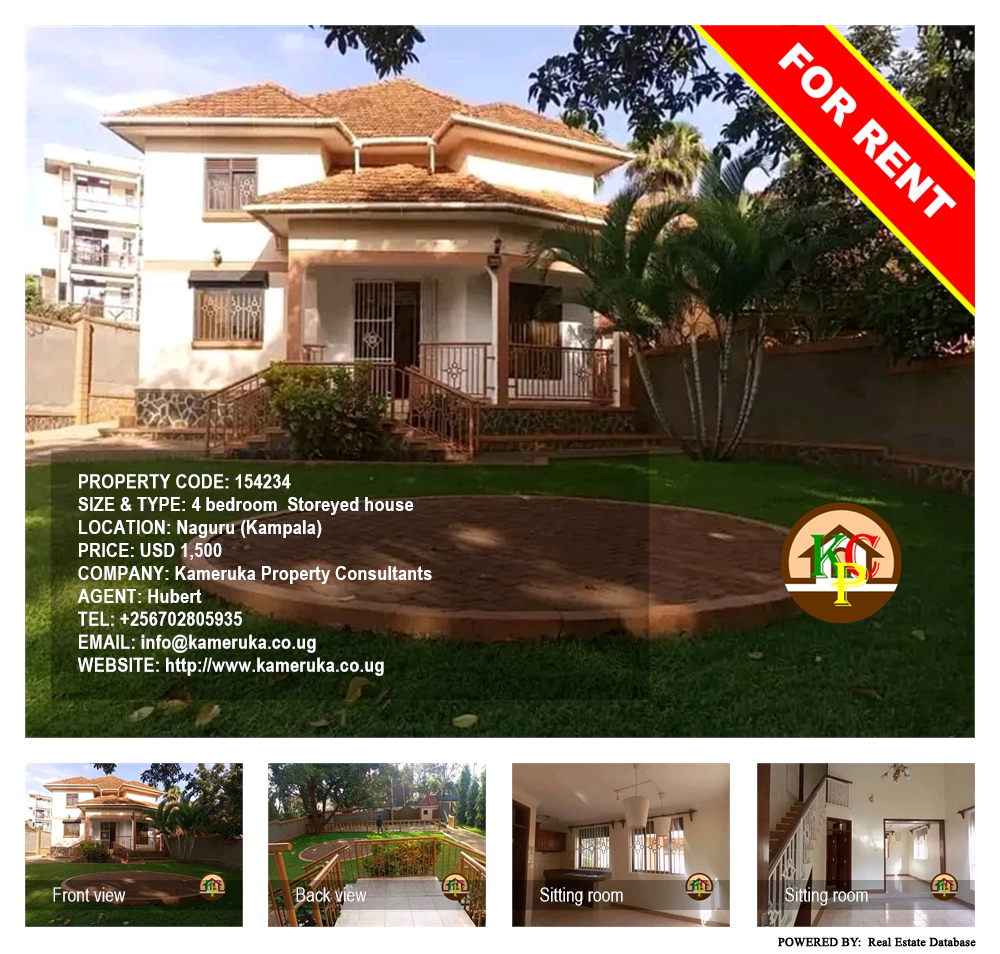 4 bedroom Storeyed house  for rent in Naguru Kampala Uganda, code: 154234