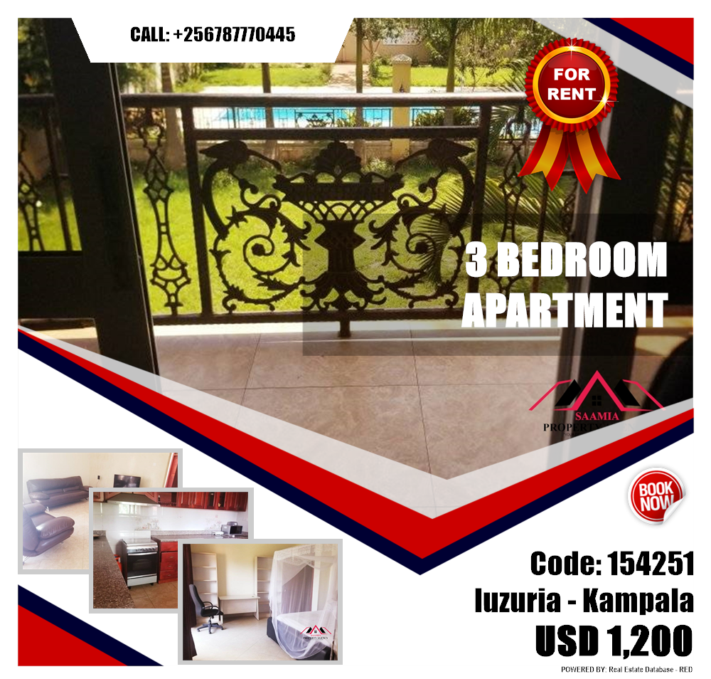 3 bedroom Apartment  for rent in Luzuria Kampala Uganda, code: 154251