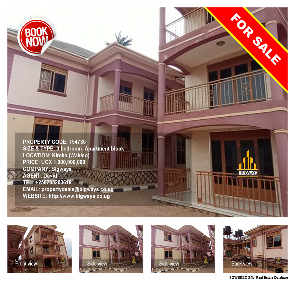3 bedroom Apartment block  for sale in Kireka Wakiso Uganda, code: 154730