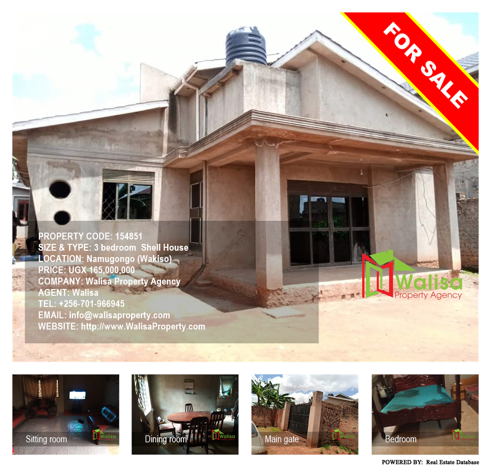3 bedroom Shell House  for sale in Namugongo Wakiso Uganda, code: 154851