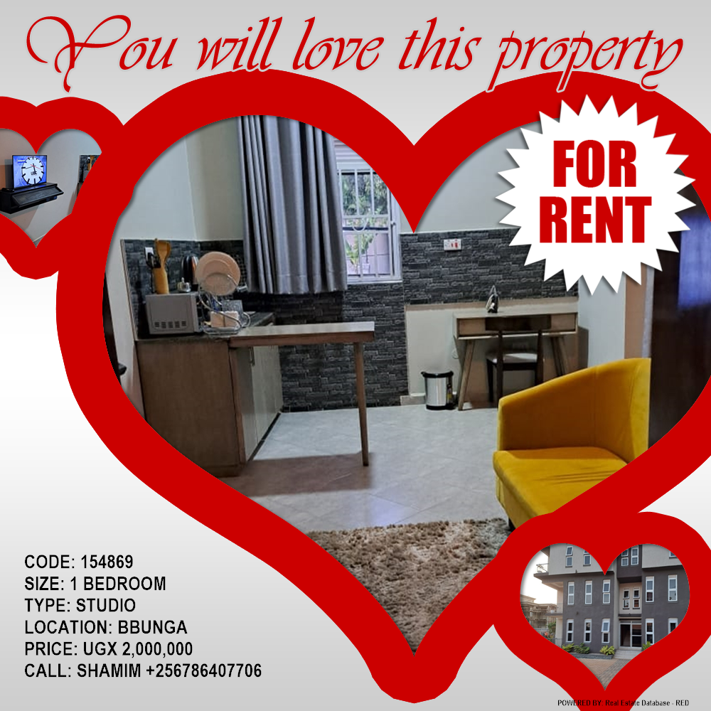 1 bedroom Studio  for rent in Bbunga Kampala Uganda, code: 154869