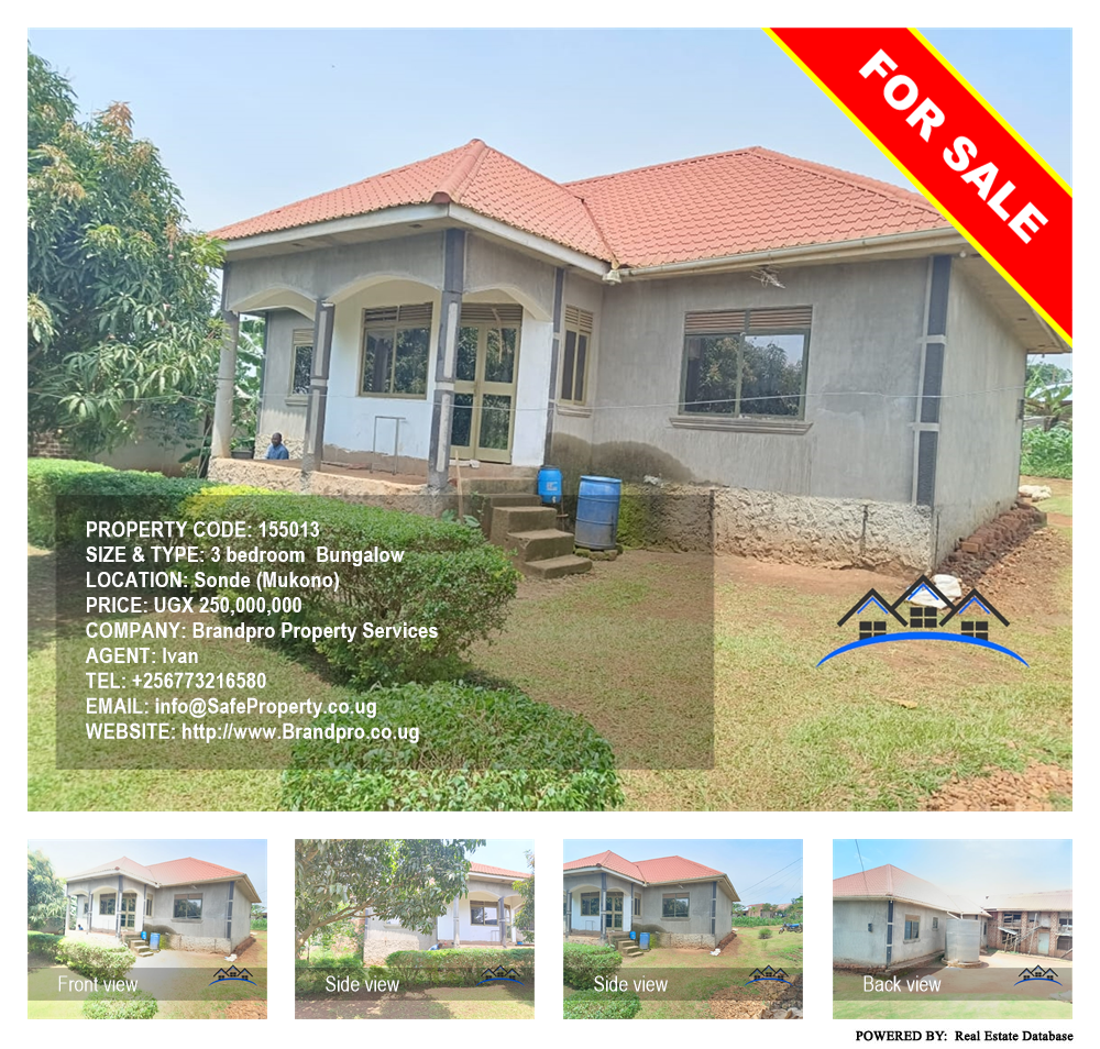 3 bedroom Bungalow  for sale in Sonde Mukono Uganda, code: 155013