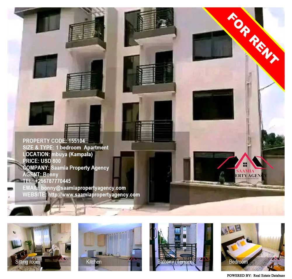 1 bedroom Apartment  for rent in Mbuya Kampala Uganda, code: 155104