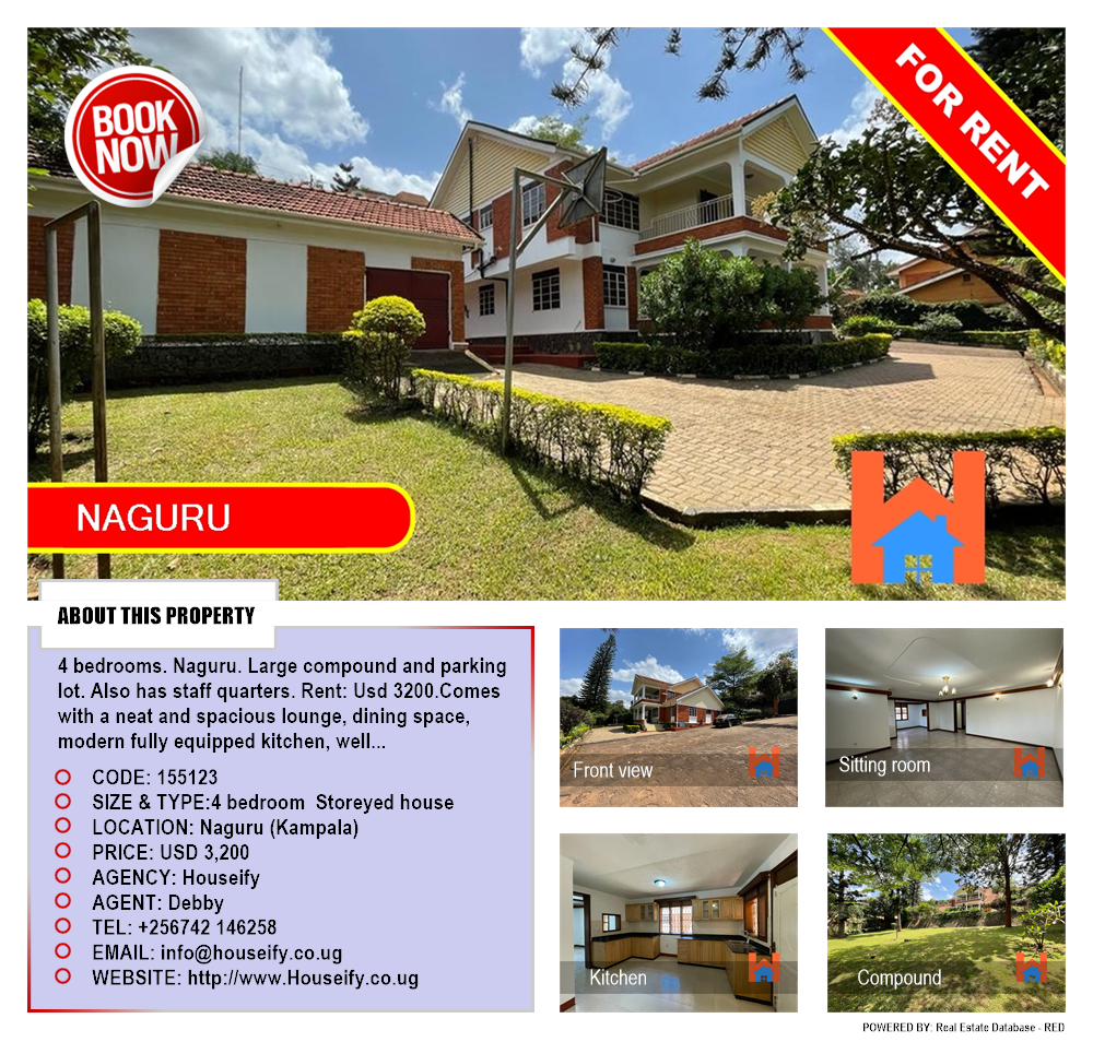 4 bedroom Storeyed house  for rent in Naguru Kampala Uganda, code: 155123