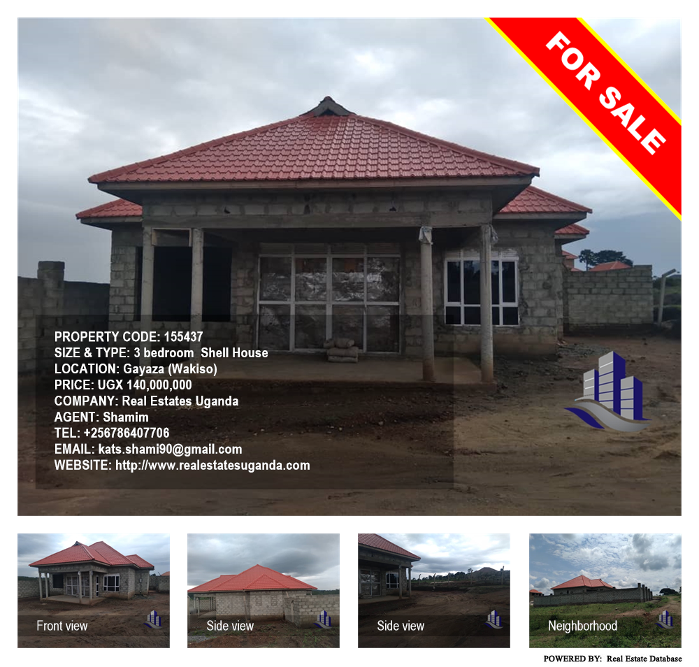 3 bedroom Shell House  for sale in Gayaza Wakiso Uganda, code: 155437