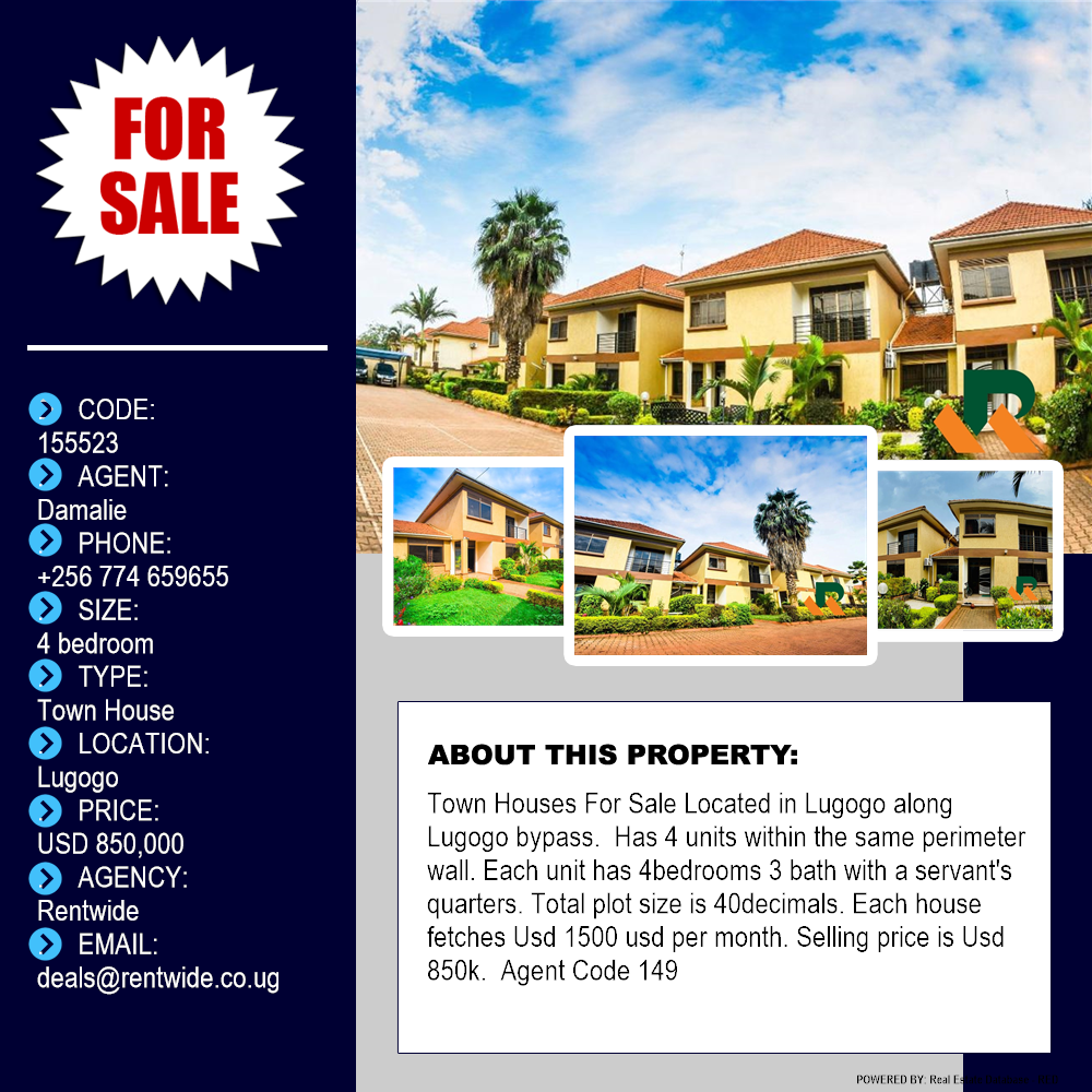 4 bedroom Town House  for sale in Lugogo Kampala Uganda, code: 155523