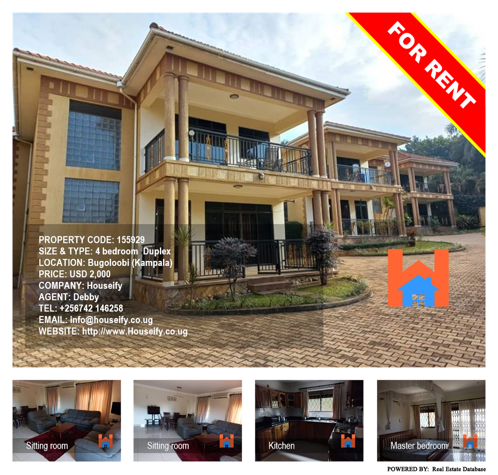4 bedroom Duplex  for rent in Bugoloobi Kampala Uganda, code: 155929