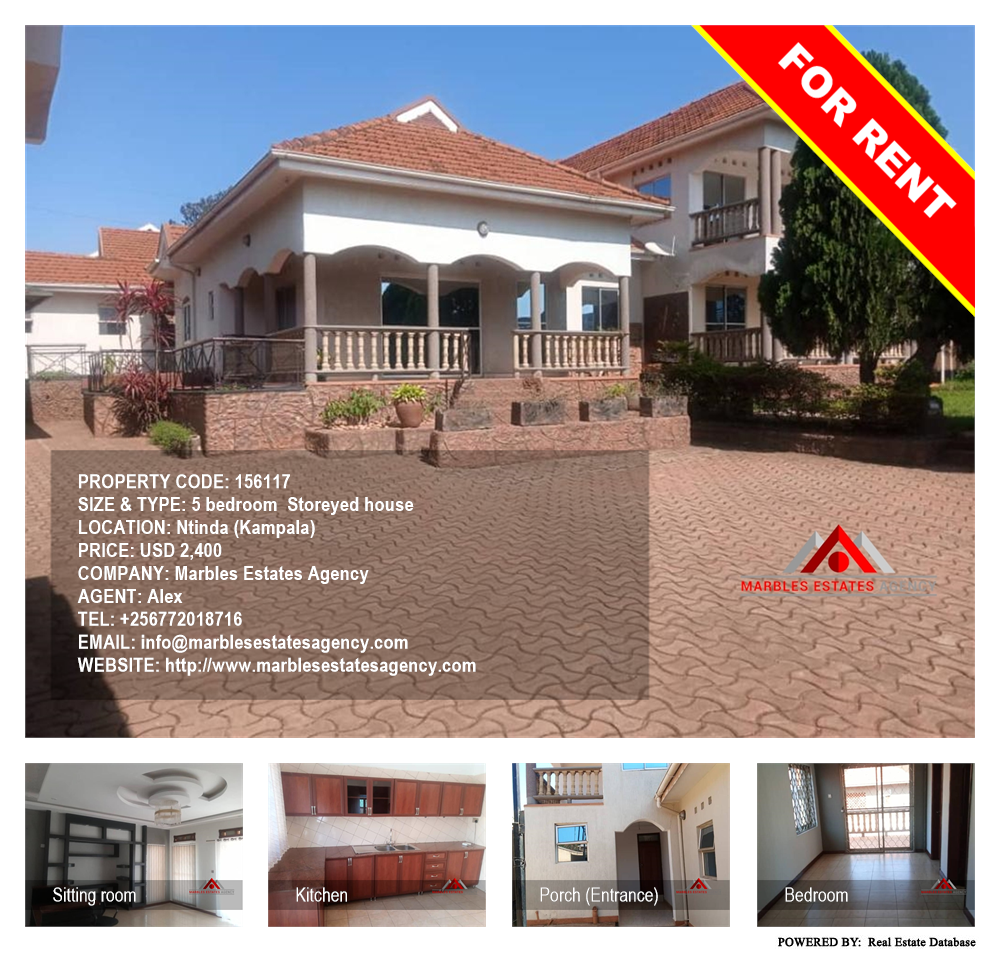 5 bedroom Storeyed house  for rent in Ntinda Kampala Uganda, code: 156117