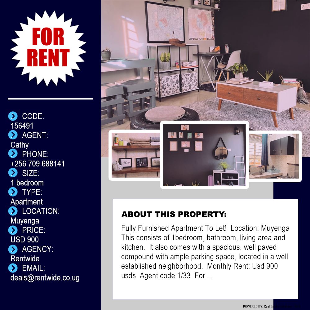 1 bedroom Apartment  for rent in Muyenga Kampala Uganda, code: 156491