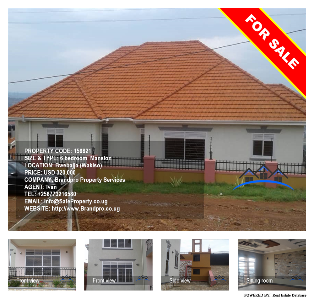 6 bedroom Mansion  for sale in Bwebajja Wakiso Uganda, code: 156821
