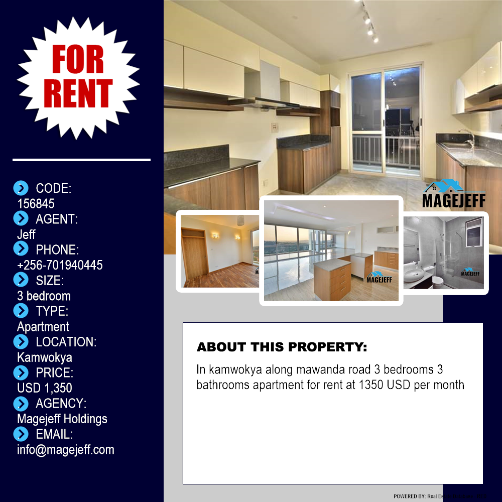 3 bedroom Apartment  for rent in Kamwokya Kampala Uganda, code: 156845